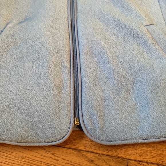 Talbots Fleece Quilted Zip Front Powder Blue Jacket with Nylon Quilting Detail - Picture 5 of 11